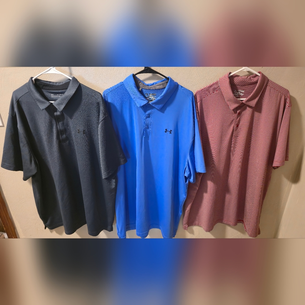 Under Armour Men's Polo Shirt - Black, Blue, Red